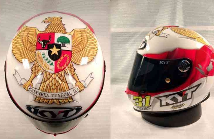 Ini dia Helm Gerry Salim untuk Kejuaran CEV Moto3 Racing, Indonesia banget...